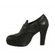 Zapato para mujer en piel negra con flecos, hebilla y plataforma tacon 9 - Tallas disponibles:  33, 34, 43, 44