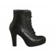 Botin con cordones para mujer en piel negra con cremallera y plataforma tacon 9 - Tallas disponibles:  43