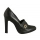 Woman's highfronted shoe with buckle in black leather heel 10 - Available sizes:  31, 32, 42, 43
