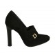 Woman's highfronted shoe with buckle in black suede heel 10 - Available sizes:  31, 32, 42