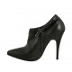 Scarpa accollata da donna con cerniera e strass in pelle e vernice nera tacco 11 - Misure disponibili: 32, 34, 42, 44