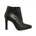 Bottines à bout pointu pour femmes avec fermeture éclair en cuir noir talon 10