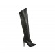 Woman's over-the-knee boot in black leather and elastic material heel 9 - Available sizes:  31