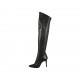 Bottes au-dessus de genou pour femmes en cuir et matériau élastique noir talon 9 - Pointures disponibles:  31
