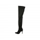 Bottes au-dessus de genou pour femmes en daim et matériau elastique noir avec medi fermeture éclair interieur talon 9 - Pointures disponibles:  42