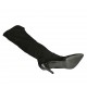 Botas sobre la rodilla para mujer en gamuza y material elastico negro con media cremallera interna tacon 9 - Tallas disponibles:  42