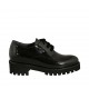 Derbydamenschuh mit Schnürsenkeln und herausnehmbarer Innensohle aus schwarzem Lackleder Absatz 4 - Verfügbare Größen:  32