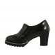 Woman's highfronted shoe with elastics, removable insole and fringes in black leather heel 7 - Available sizes:  42, 44
