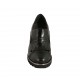 Scarpa accollata da donna con plantare estraibile, elastici e frange in pelle nera tacco 7 - Misure disponibili: 42, 44