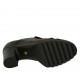 Zapato cerrado para mujer con elasticos, plantilla extraible y flecos en piel negra tacon 7 - Tallas disponibles:  42, 44