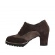 Woman's highfronted laced Oxford shoe with removable insole in brown and taupe suede heel 7 - Available sizes:  43, 44