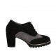 Chaussure richelieu à lacets pour femmes avec semelle amovible en daim noir et gris talon 7 - Pointures disponibles:  33, 43