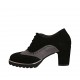 Chaussure richelieu à lacets pour femmes avec semelle amovible en daim noir et gris talon 7 - Pointures disponibles:  33, 43