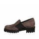 Damenschuh mit Gummibändern, herasunehmbarer Innensohle und Strasssteinen aus taupefarbenem Wildleder Absatz 4 - Verfügbare Größen:  43, 44, 45