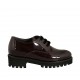 Chaussure derby à lacets avec semelle removible pour femmes en cuir verni bordeaux talon 4 - Pointures disponibles:  43