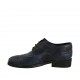 Chaussure derby à lacets pour femmes en cuir bleu avec bout pointu Brogue talon 3 - Pointures disponibles:  33, 34, 42, 43, 44, 45