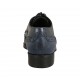 Woman's laced pointy derby shoe in blue leather with Brogue decorations heel 3 - Available sizes:  33, 34, 42, 43, 44, 45