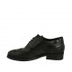 Woman's laced pointy Oxford shoe in black leather with Brogue decorations heel 3 - Available sizes:  43, 44, 45