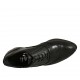 Woman's laced pointy Oxford shoe in black leather with Brogue decorations heel 3 - Available sizes:  43, 44, 45