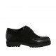Zapato oxford para mujer con cordones en gamuza y piel cepillada negra tacon 3 - Tallas disponibles:  33, 43, 44