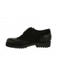 Zapato oxford para mujer con cordones en gamuza y piel cepillada negra tacon 3 - Tallas disponibles:  33, 43, 44