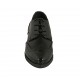 Woman's laced pointy derby shoe in black leather and patent leather with Brogue decorations heel 3 - Available sizes:  44, 45