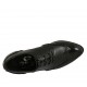 Zapato derby a punta para mujer en piel y charol negro con cordones y diseño Brogue tacon 3 - Tallas disponibles:  44, 45