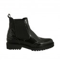 Bottines pour femmes avec élastiques en cuir verni noir talon 3