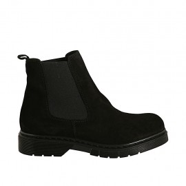 Stivaletto da donna in camoscio nero con elastici tacco 3 - Misure disponibili: 32, 33, 34, 43, 44