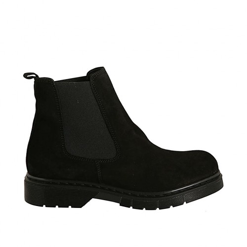 Stivaletto da donna in camoscio nero con elastici tacco 3 - Misure disponibili: 32, 33, 34, 43, 44