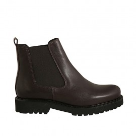 Stivaletto da donna con elastici in pelle testa di moro tacco 3 - Misure disponibili: 43, 44, 45