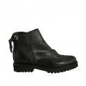 Botines con cordon posterior y cremallera para mujer en piel negra tacon 3