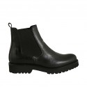 Bottines pour femmes en cuir noir avec élastiques talon 3