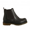 Bottines pour femmes en cuir marron foncé avec élastiques talon 3