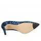 Zapato de salon puntiagudo en gamuza azul aciano moteada para mujer tacon 9 - Tallas disponibles:  33, 34