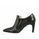 Woman's highfronted pointy shoe with zipper and studs in black leather heel 7 - Available sizes:  42