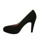 Zapato de salon para mujer en gamuza negra con plataforma y tacon 9 - Tallas disponibles:  31, 32