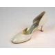 Escarpin ouvert pour femmes en cuir ivoire perlé talon 7 - Pointures disponibles:  32