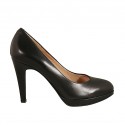 Zapato de salon con plataforma para mujer en piel negra tacon 9