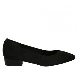 Escarpin à bout pointu pour femmes en daim noir talon 2 - Pointures disponibles:  32, 33, 34, 43, 45
