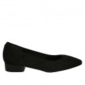 Woman's pointy pump shoe in black suede heel 2
