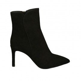 Bottines à bout pointu pour femmes avec fermeture éclair en daim noir talon 8 - Pointures disponibles:  31
