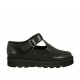 Woman's shoe with velcro strap in black leather wedge heel 3 - Available sizes:  42, 43, 45, 47