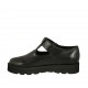 Chaussure pour femmes avec velcro en cuir noir talon compensé 3 - Pointures disponibles:  42, 43, 45, 47
