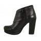 Botines con cremallera para mujeres con plataforma en piel de color negro con tacon 9 - Tallas disponibles:  32