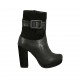 Stivaletto da donna con cerniera, fibbia e plateau in pelle e camoscio nero tacco 10 - Misure disponibili: 31, 32, 33, 34, 42, 43