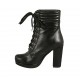 Bottine à lacets avec plateforme pour femmes en cuir noir talon 10 - Pointures disponibles:  32, 33