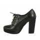 Schnürschuh für Damen mit Plateau aus schwarzem Leder Absatz 9 - Verfügbare Größen:  32, 34, 42, 43