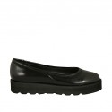 Ballerina da donna in pelle nera zeppa 3