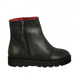 Stivaletto da donna con cerniere in pelle nera zeppa 3 - Misure disponibili: 34, 43